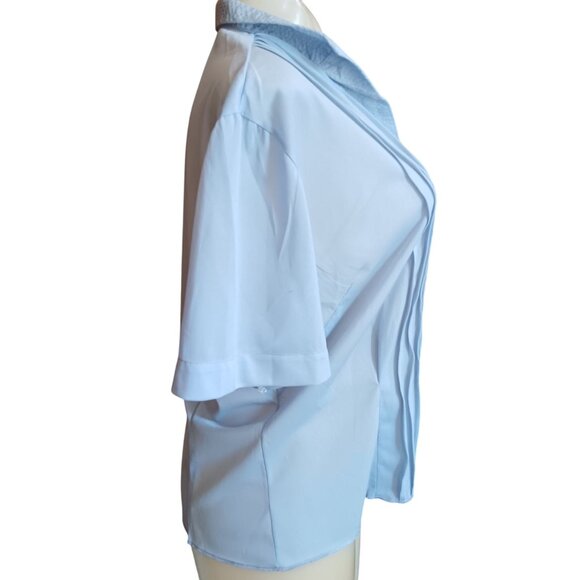 Large True Vintage 1960's Pleated Blouse Textured Collar Lilac/Plum Nylon - Picture 3 of 7